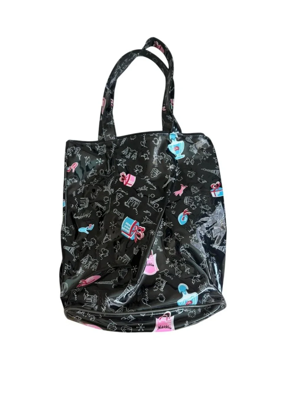 NICK & NORA Black White Print Tote Bag Womens